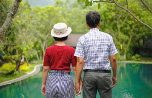 An Asian couple on honeymoon in Singapore